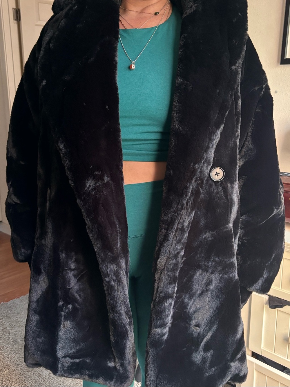Black Faux Fur Coat - Women’s Plush Winter Jacket